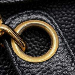 Pre Owned Chanel CC Logo Black Caviar Leather Chain Tote Bag