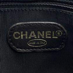 Pre Owned Chanel CC Logo Black Caviar Leather Chain Tote Bag