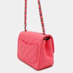Pre Owned Chanel Mini Flap Pink Lambskin Shoulder Bag