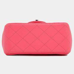 Pre Owned Chanel Mini Flap Pink Lambskin Shoulder Bag