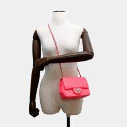 Pre Owned Chanel Mini Flap Pink Lambskin Shoulder Bag