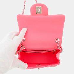 Pre Owned Chanel Mini Flap Pink Lambskin Shoulder Bag