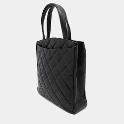 Pre Owned Chanel Deca Coco Black Caviar Leather Tote Bag