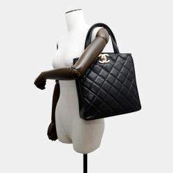 Pre Owned Chanel Deca Coco Black Caviar Leather Tote Bag