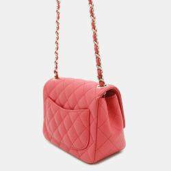 Pre Owned Chanel Matelassé Pink Caviar Leather Chain Shoulder Bag