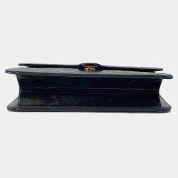 Pre Owned Chanel Pushlock Black Lambskin Chain Shoulder Bag