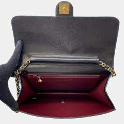 Pre Owned Chanel Pushlock Black Lambskin Chain Shoulder Bag