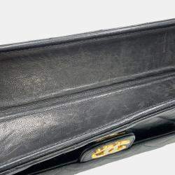 Pre Owned Chanel Pushlock Black Lambskin Chain Shoulder Bag
