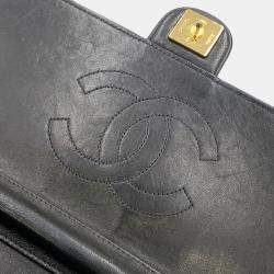 Pre Owned Chanel Pushlock Black Lambskin Chain Shoulder Bag