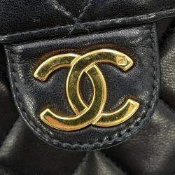 Pre Owned Chanel Pushlock Black Lambskin Chain Shoulder Bag