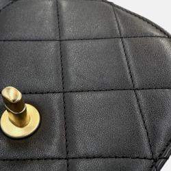 Pre Owned Chanel Matelasse Chain Shoulder Bag Black Lambskin