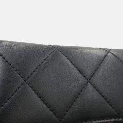 Pre Owned Chanel Matelasse Chain Shoulder Bag Black Lambskin