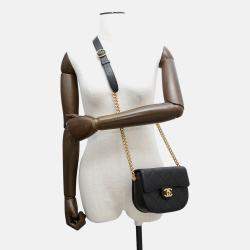 Pre Owned Chanel Matelasse Chain Shoulder Bag Black Lambskin