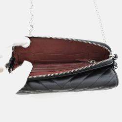 Pre Owned Chanel Chevron 2.55 Black Lambskin Shoulder Bag