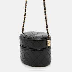 Pre Owned Chanel Mini Vanity Black Patent Leather Shoulder Bag