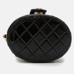 Pre Owned Chanel Mini Vanity Black Patent Leather Shoulder Bag