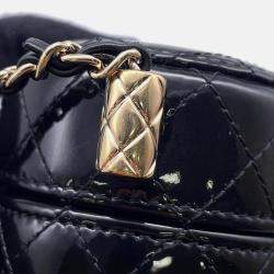 Pre Owned Chanel Mini Vanity Black Patent Leather Shoulder Bag