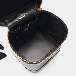 Pre Owned Chanel Cc Logo Vanity Handbag Calfskin Black Ghw Coco