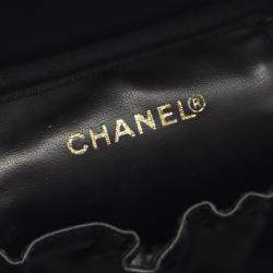 Pre Owned Chanel Cc Logo Vanity Handbag Calfskin Black Ghw Coco