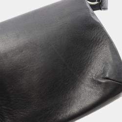 Pre Owned Chanel 2.55 Chocolate Bar Shoulder Handbag Leather Black Shw