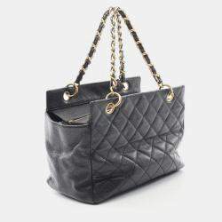 Pre Owned Chanel Matelasse Chain Handbag Calfskin Black Ghw coco Cc
