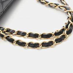 Pre Owned Chanel Matelasse Chain Handbag Calfskin Black Ghw coco Cc