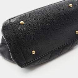 Pre Owned Chanel Matelasse Chain Handbag Calfskin Black Ghw coco Cc