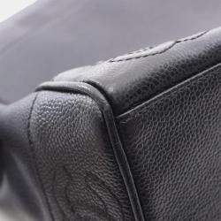 Pre Owned Chanel Triple Coco Shoulder Tote Bag Calfskin Black Ghw Cc