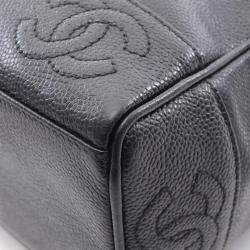 Pre Owned Chanel Triple Coco Shoulder Tote Bag Calfskin Black Ghw Cc