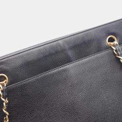 Pre Owned Chanel Triple Coco Shoulder Tote Bag Calfskin Black Ghw Cc