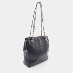 Pre Owned Chanel Triple Coco Shoulder Tote Bag Calfskin Black Ghw Cc