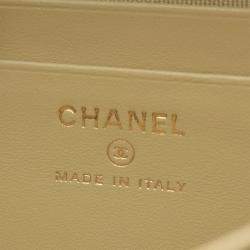 Pre Owned Chanel Pearl Crush Mini Beige Leather Crossbody Bag