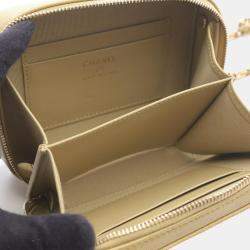 Pre Owned Chanel Pearl Crush Mini Beige Leather Crossbody Bag