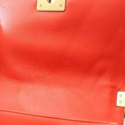 Pre Owned Chanel Boy Chevron Red Lambskin Leather Shoulder Bag