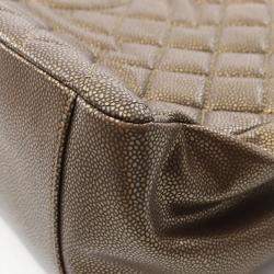 Pre Owned Chanel Matelasse Grand Shopping Tote Gst Bag A50995 Calfskin Gold Shw