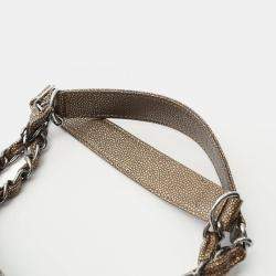 Pre Owned Chanel Matelasse Grand Shopping Tote Gst Bag A50995 Calfskin Gold Shw