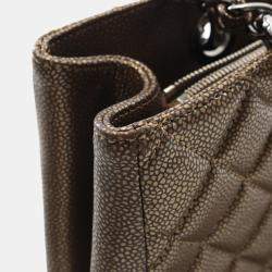 Pre Owned Chanel Matelasse Grand Shopping Tote Gst Bag A50995 Calfskin Gold Shw