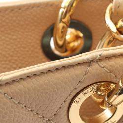 Pre Owned Chanel Matelasse Grand Shopping Gst Chain Tote Bag A50995 Leather Beige Ghw