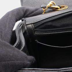 Pre Owned Chanel Mademoiselle Jumbo CC Calfskin Black Chain Shoulder Bag 