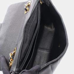 Pre Owned Chanel Mademoiselle Jumbo CC Calfskin Black Chain Shoulder Bag 