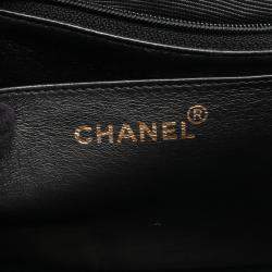 Pre Owned Chanel Mademoiselle Jumbo CC Calfskin Black Chain Shoulder Bag 