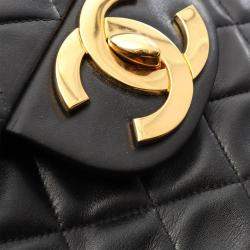 Pre Owned Chanel Jumbo Matelasse 34 Chain Shoulder Bag Lambskin Black