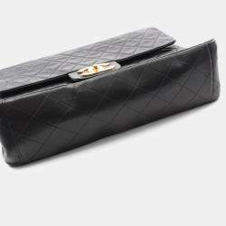 Pre Owned Chanel Jumbo Matelasse 34 Chain Shoulder Bag Lambskin Black