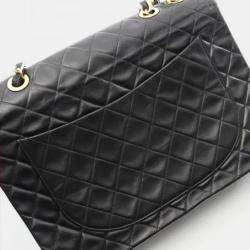 Pre Owned Chanel Jumbo Matelasse 34 Chain Shoulder Bag Lambskin Black