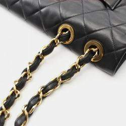 Pre Owned Chanel Jumbo Matelasse 34 Chain Shoulder Bag Lambskin Black