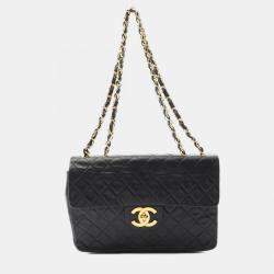 Pre Owned Chanel Jumbo Matelasse 34 Chain Shoulder Bag Lambskin Black