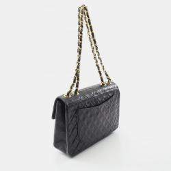 Pre Owned Chanel Jumbo Matelasse 34 Chain Shoulder Bag Lambskin Black
