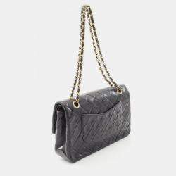 Pre Owned Chanel Matelasse Double Flap Shoulder Bag Lambskin Black Ghw