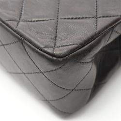 Pre Owned Chanel Matelasse Double Flap Shoulder Bag Lambskin Black Ghw