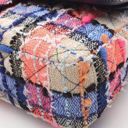 Pre Owned Chanel Matelasse Double Flap Chain Shoulder Bag Fabric Leather Beige Multi Ghw